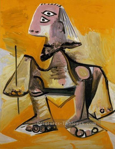 Homme accroupi 1971 Cubisme Peintures à l'huile